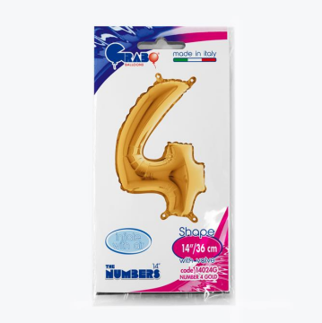 Rakam Folyo Balon 4 Gold 35 Cm (Grabo)