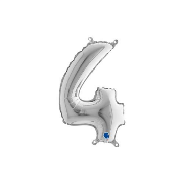 Rakam Folyo Balon 4 Gümüş 35 Cm (Grabo)