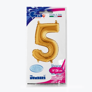 Rakam Folyo Balon 5 Gold 35 Cm (Grabo)