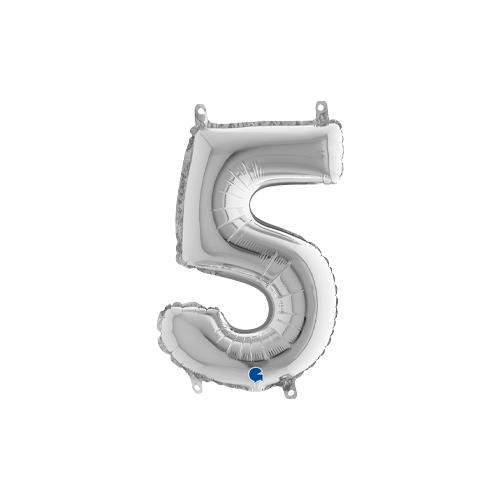 Rakam Folyo Balon 5 Gümüş 35 Cm (Grabo)