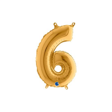 Rakam Folyo Balon 6 Gold 35 Cm (Grabo)