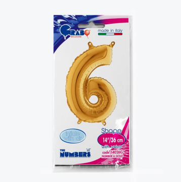 Rakam Folyo Balon 6 Gold 35 Cm (Grabo)
