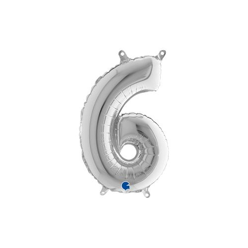 Rakam Folyo Balon 6 Gümüş 35 Cm (Grabo)