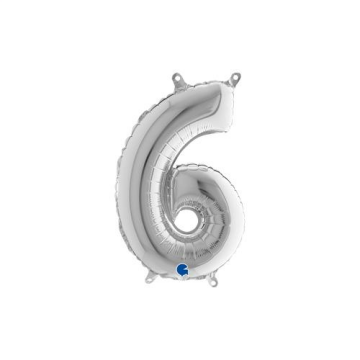 Rakam Folyo Balon 6 Gümüş 35 Cm (Grabo)